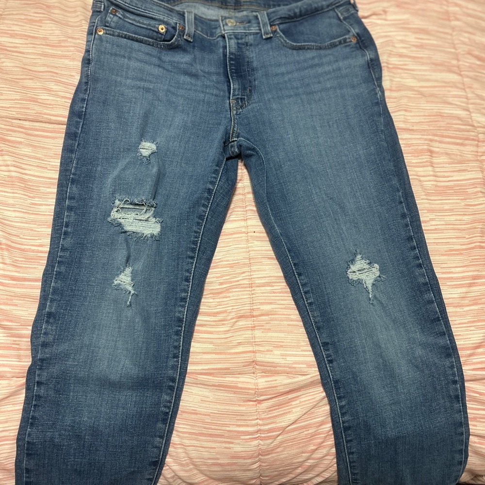 Distressed Blue Jeans